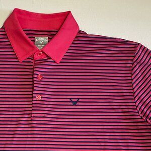 Callaway Polo Shirt Men's Large Striped Golf Performance Opti Dri Stretch Logo